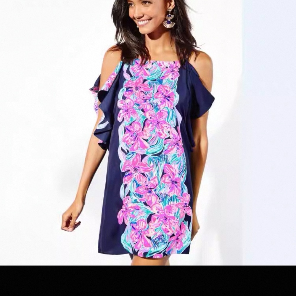 Lilly Pulitzer XS Kara Dress with Pink and Blue Accents NEW pretty